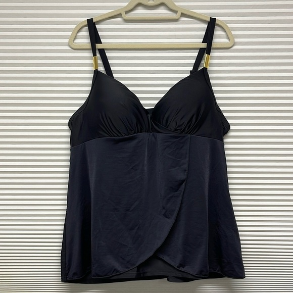 Swim by Cacique NWT Black Balconette Bra Tankini Top Size 42D - Picture 1 of 13